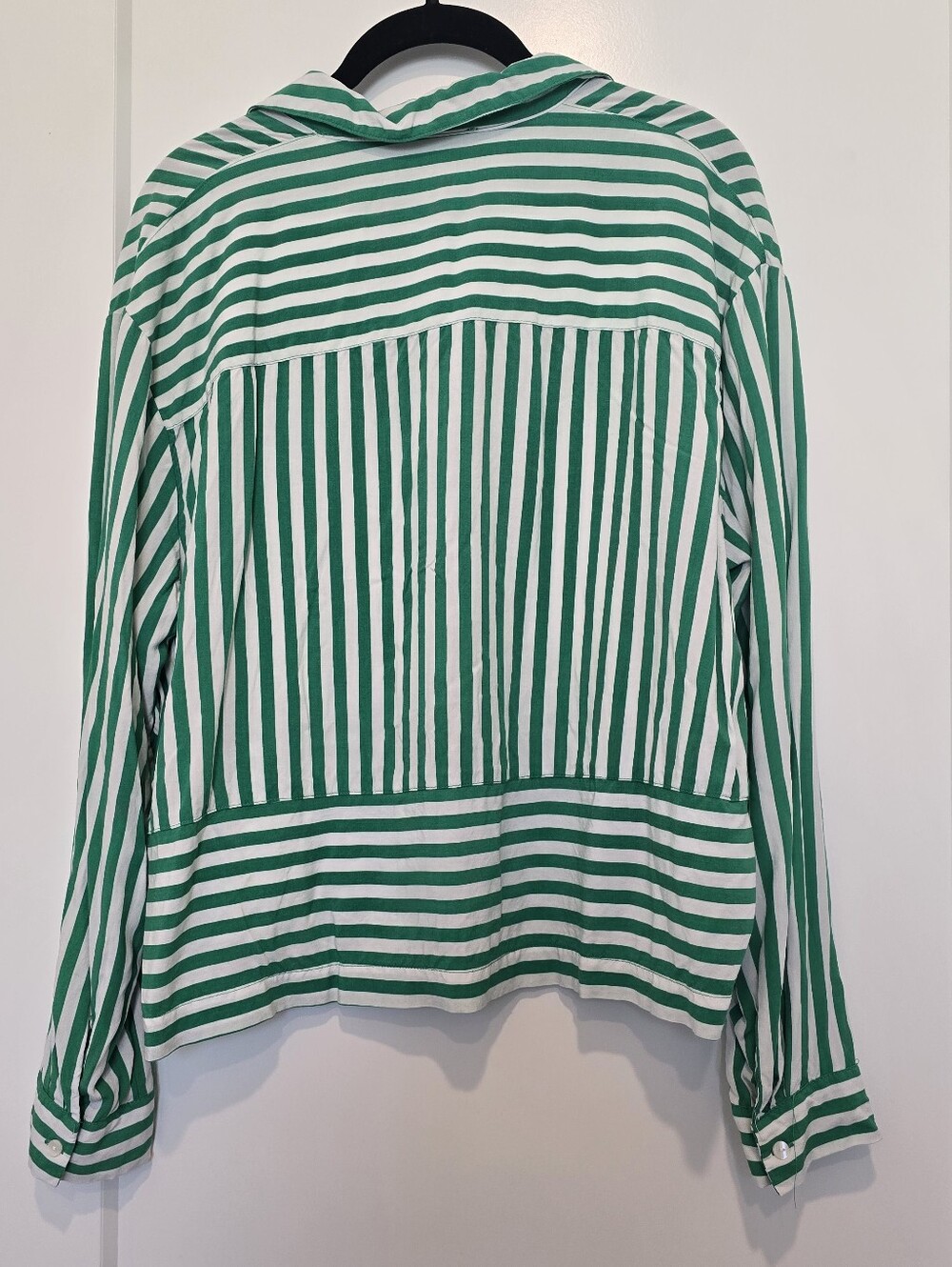 Jane + Delancey Green And White Stripe Button Up Top - Picture 2 of 7